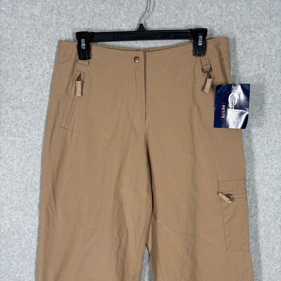 Catalina Pants Womens Medium Tan Cargo Windbreaker Petite Wide Leg Crop‎ Active - Picture 2 of 12